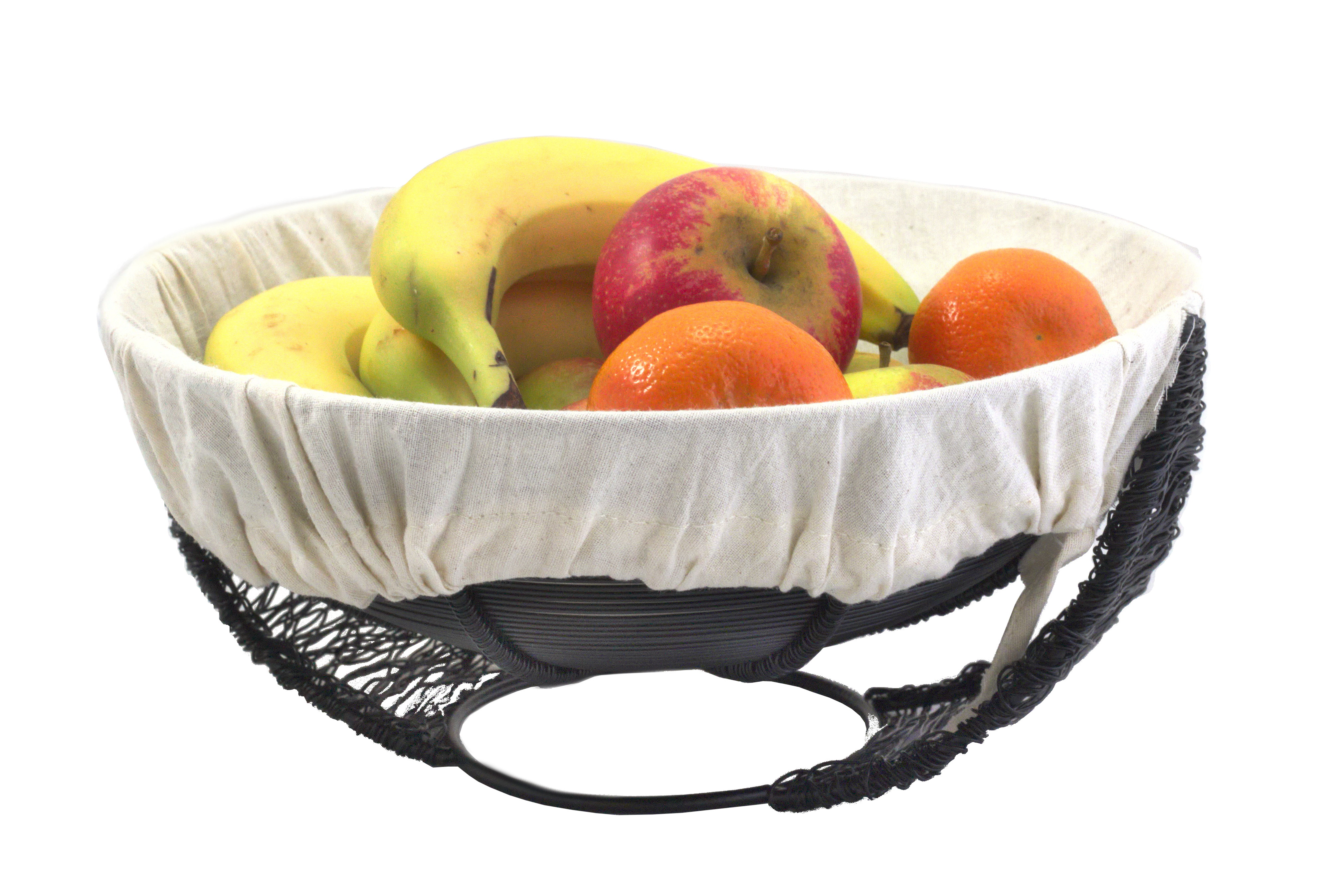 Round Wire Fruit / Bread Basket With Cloth Liner